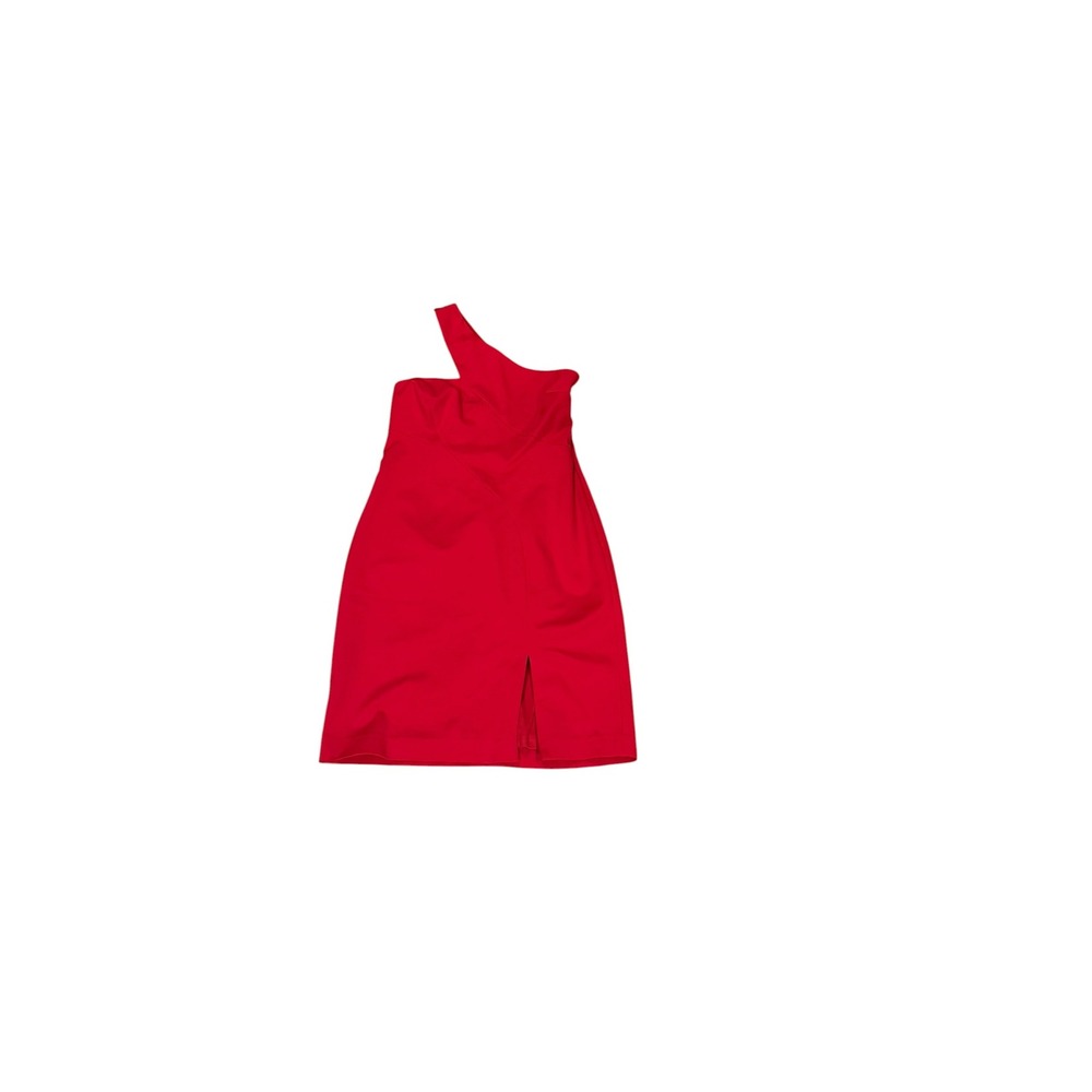 Lauren Ralph Lauren Red One Shoulder Cocktail Dress Size 10 Sheath Slit Hem